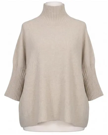 Pullover Kastenform in beige von Made in Italy