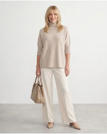 Pullover Kastenform in beige von Made in Italy