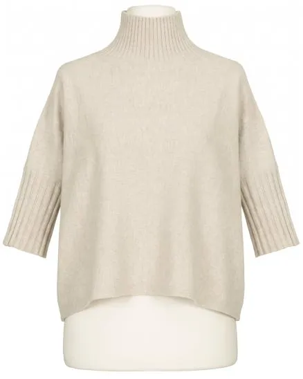 Pullover Kastenform in beige von Made in Italy