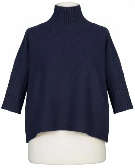 Pullover Kastenform in dunkelblau von Made in Italy