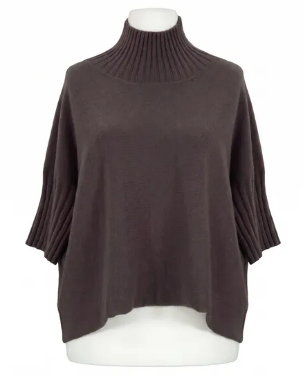 Pullover Kastenform in dunkelbraun von Made in Italy
