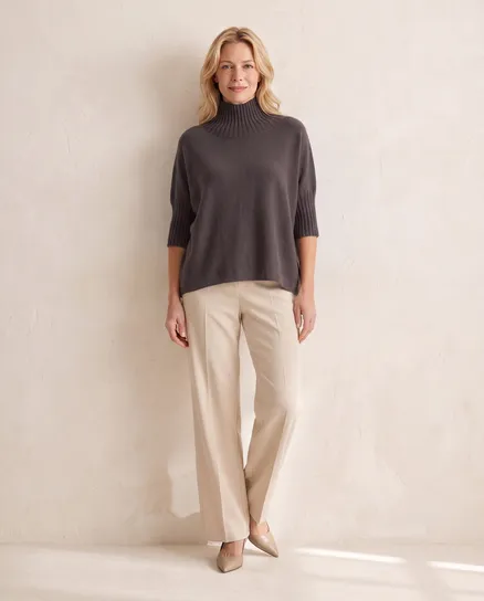 Pullover Kastenform in dunkelbraun von Made in Italy