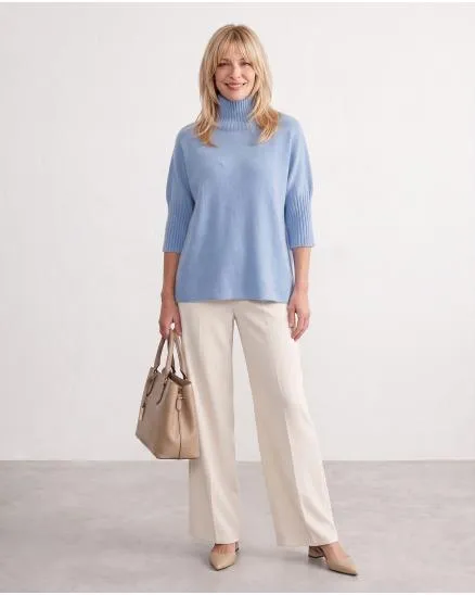 Pullover Kastenform in hellblau von Made in Italy