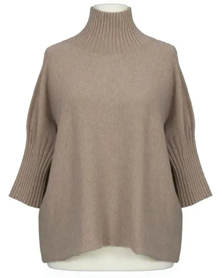 Pullover Kastenform in hellbraun von Made in Italy
