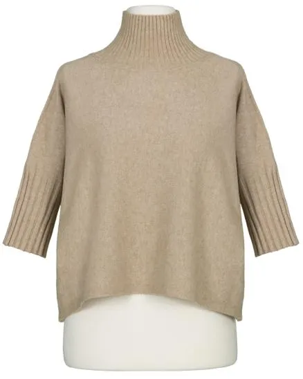 Pullover Kastenform in karamel von Made in Italy