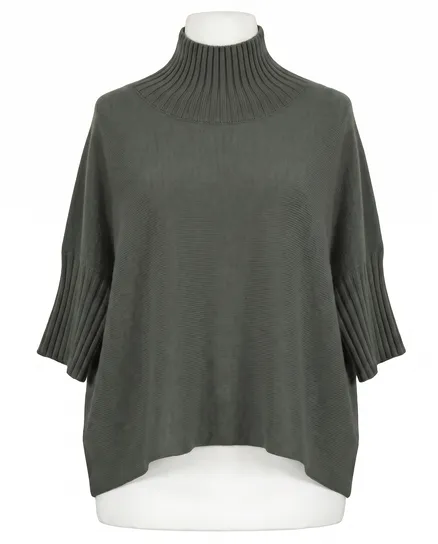 Pullover Kastenform in oliv von Made in Italy