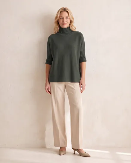 Pullover Kastenform in oliv von Made in Italy