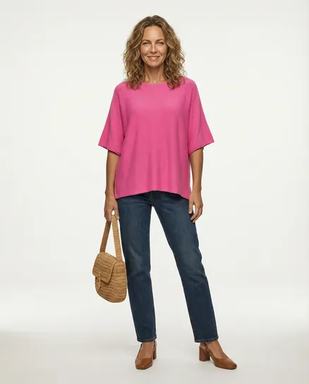 Pullover Kastenform in pink von Made in Italy