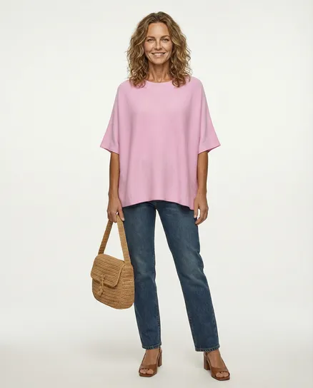 Pullover Kastenform in rosa von Made in Italy