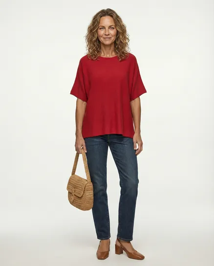 Pullover Kastenform in rot von Made in Italy