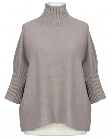 Pullover Kastenform in taupe von Made in Italy