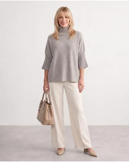 Pullover Kastenform in taupe von Made in Italy