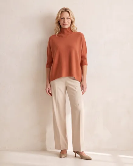 Pullover Kastenform in terracotta von Made in Italy