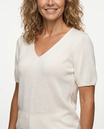 Pullover Kurzarm in beige von Made in Italy