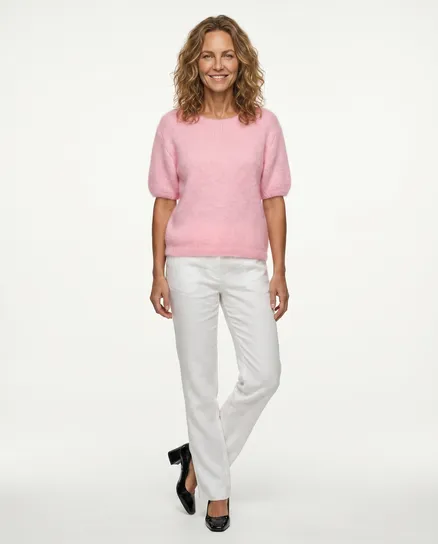Pullover Kurzarm mit Mohair in rosa von Made in Italy