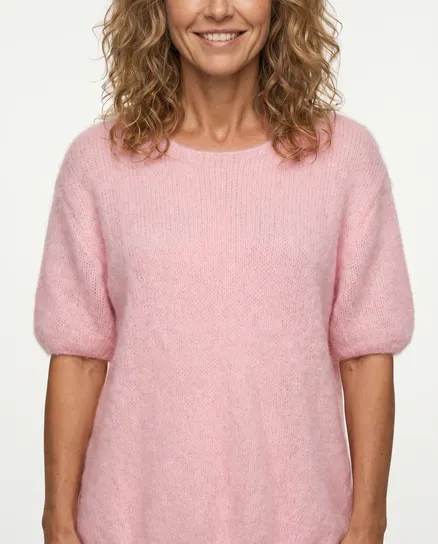 Pullover Kurzarm mit Mohair in rosa von Made in Italy