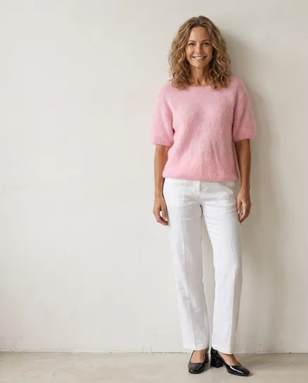 Pullover Kurzarm mit Mohair in rosa von Made in Italy