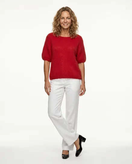 Pullover Kurzarm mit Mohair in rot von Made in Italy