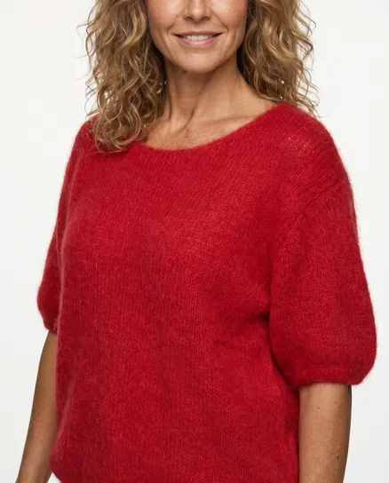 Pullover Kurzarm mit Mohair in rot von Made in Italy