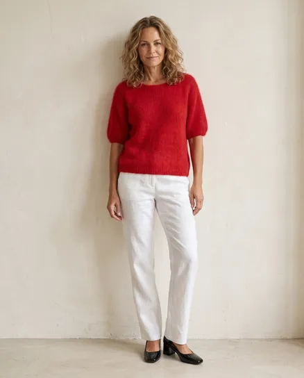 Pullover Kurzarm mit Mohair in rot von Made in Italy