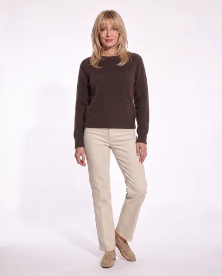 Pullover mit Alpaka in dunkelbraun von Made in Italy