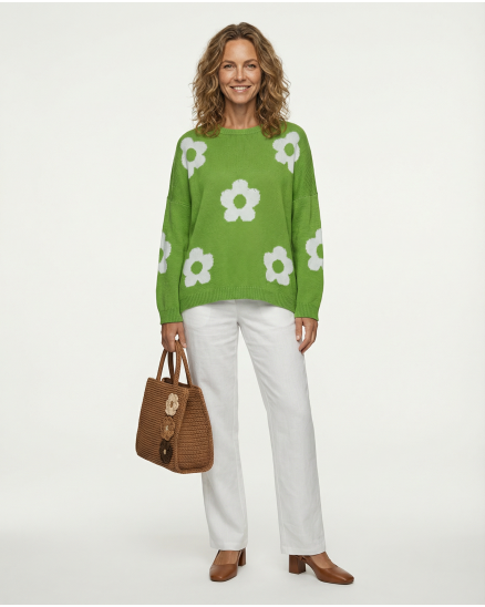 Pullover mit Blumen in gr�n von Made in Italy