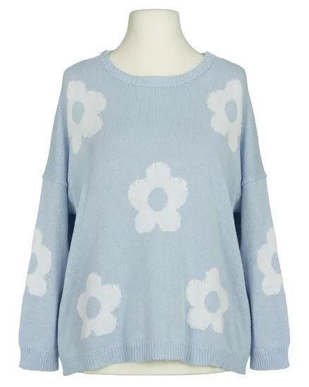 Pullover mit Blumen in hellblau von Made in Italy