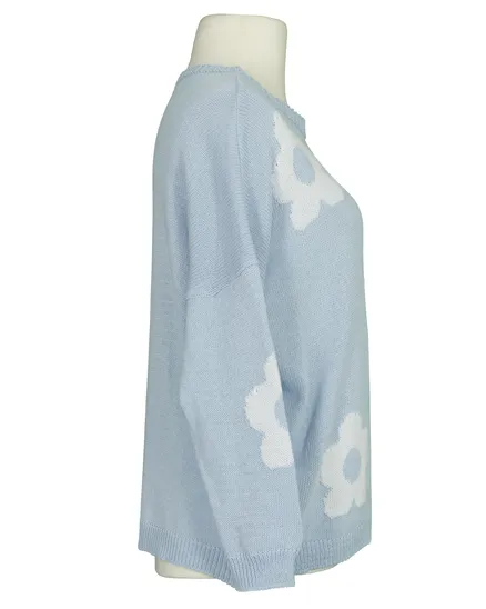 Pullover mit Blumen in hellblau von Made in Italy