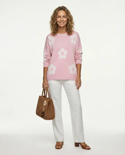 Pullover mit Blumen in rosa von Made in Italy