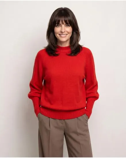 Pullover mit Fledermausarm in rot von Made in Italy
