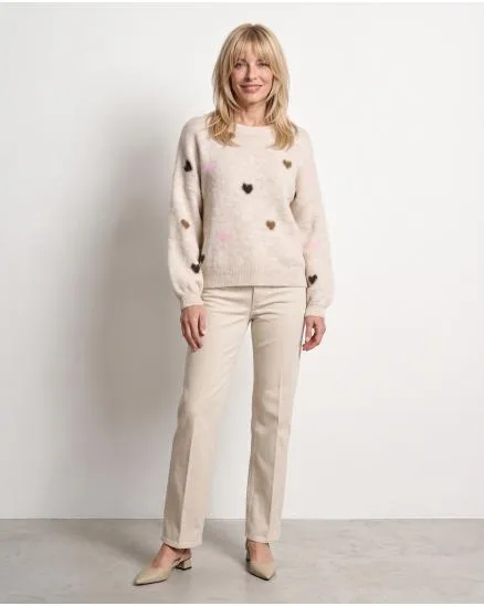 Pullover mit Herzen in beige von Selected Touch