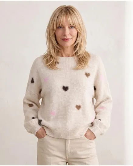 Pullover mit Herzen in beige von Selected Touch