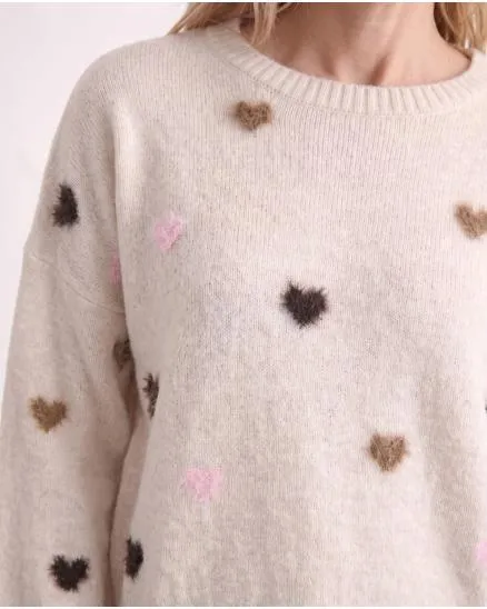 Pullover mit Herzen in beige von Selected Touch