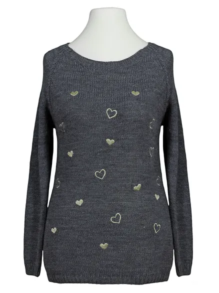Pullover mit Herzen in grau von fashion made in italy