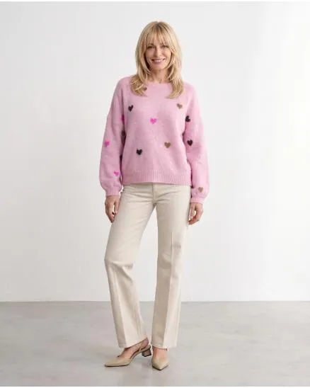 Pullover mit Herzen in rosa von Selected Touch