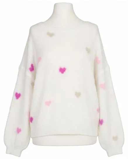 Pullover mit Herzen in wollwei� von Selected Touch