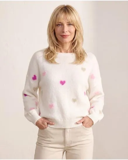 Pullover mit Herzen in wollwei� von Selected Touch