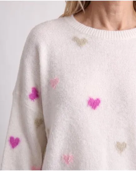 Pullover mit Herzen in wollwei� von Selected Touch