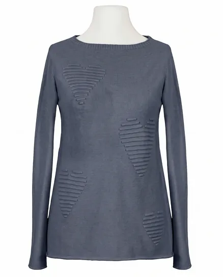 Pullover mit Herzmuster in jeansblau von Finery