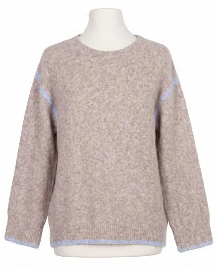 Pullover mit Kontraststreifen in hellbraun von Selected Touch