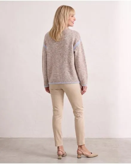 Pullover mit Kontraststreifen in hellbraun von Selected Touch