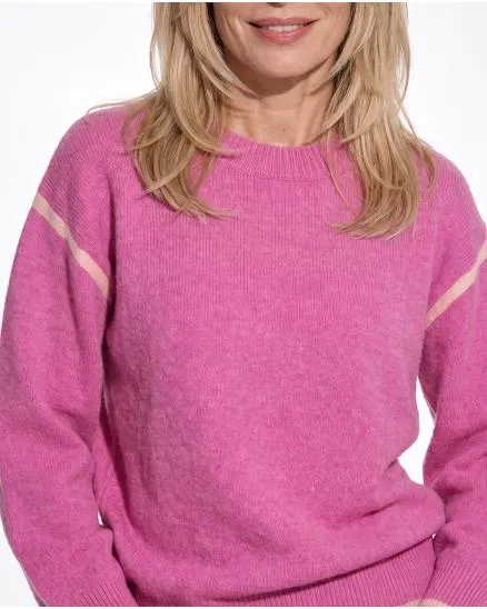Pullover mit Kontraststreifen in pink von Selected Touch