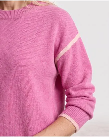 Pullover mit Kontraststreifen in pink von Selected Touch