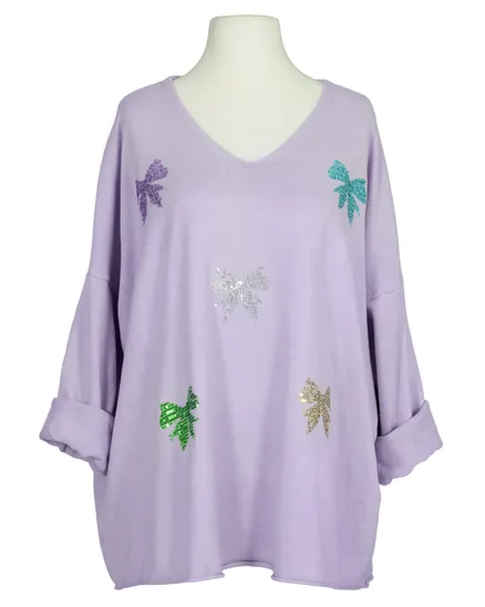 Pullover mit Pailletten in helllila von Made in Italy