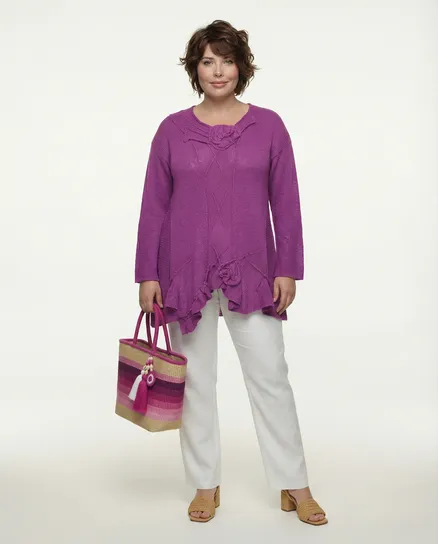 Pullover mit Rosetten in orchidee von Amandine