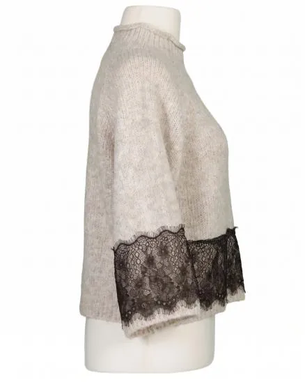 Pullover mit Spitze in beige von Made in Italy