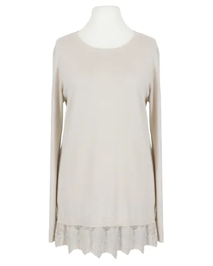 Pullover mit Spitze in beige von Spaziodonna