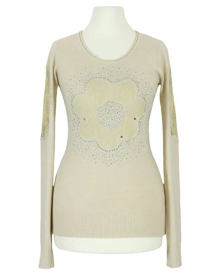 Pullover mit Spitze in beige von Memory & Co