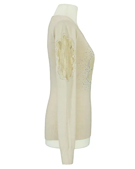 Pullover mit Spitze in beige von Memory & Co