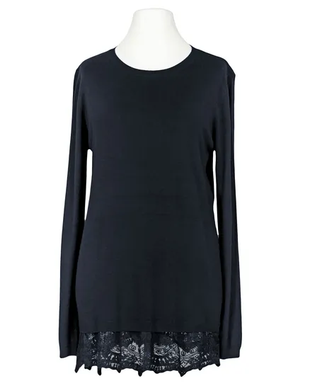 Pullover mit Spitze in blau von Spaziodonna